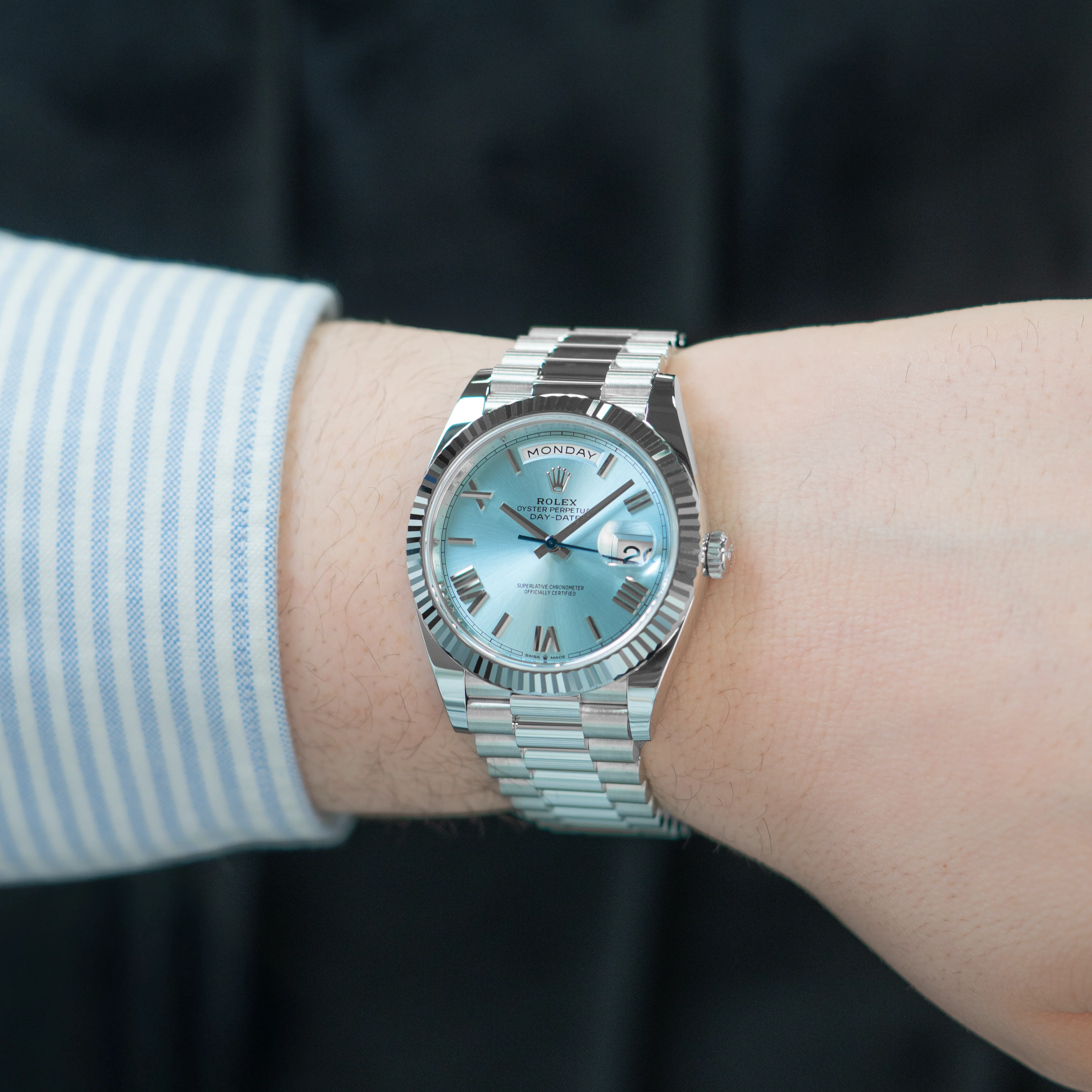 ROLEX DAY-DATE 228236 - ICE BLUE ROMAN DIAL | PRESIDENTIAL BRACELET - Image 3